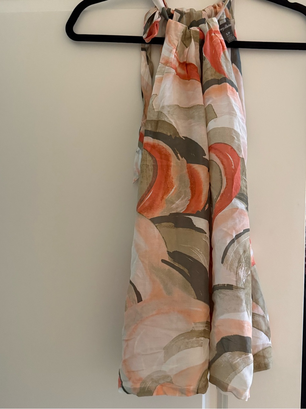 Halter Summer Blouse in Coral, Olive & Cream